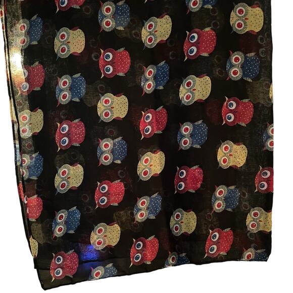 Large Scarf Owl Print 35 x 37 Wrap Modern Colorful - Picture 2 of 3